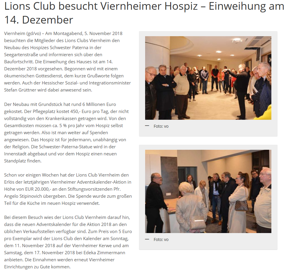 Viernheim Besuch Hospiz Viernheim